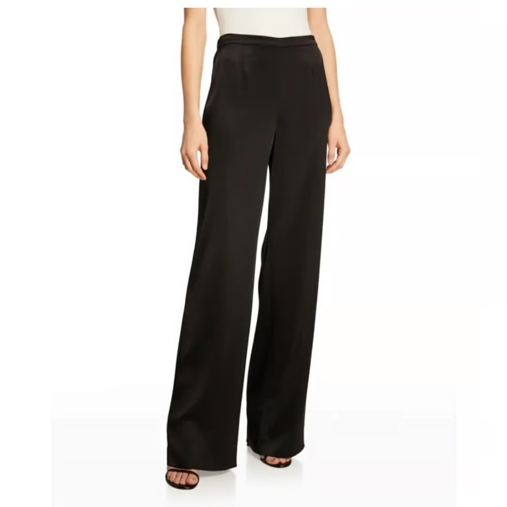 St. John Cavier Kate Black Satin Trouser Pants - Picture 3 of 16